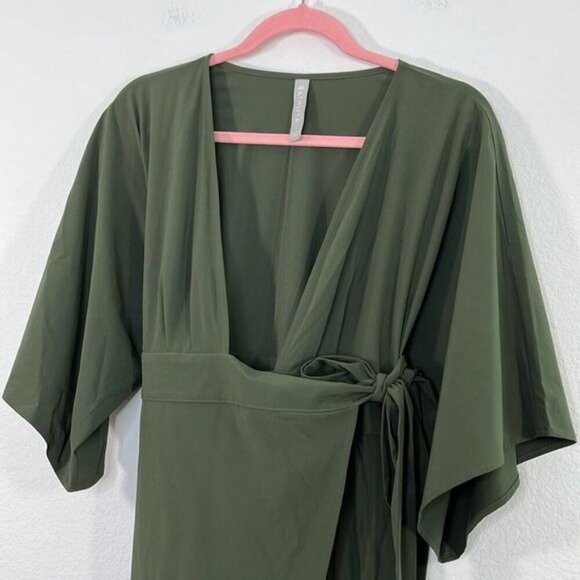 Athleta NWT Calistoga Coverup‎ Wrap Dress Olive Green size Small - Picture 3 of 8